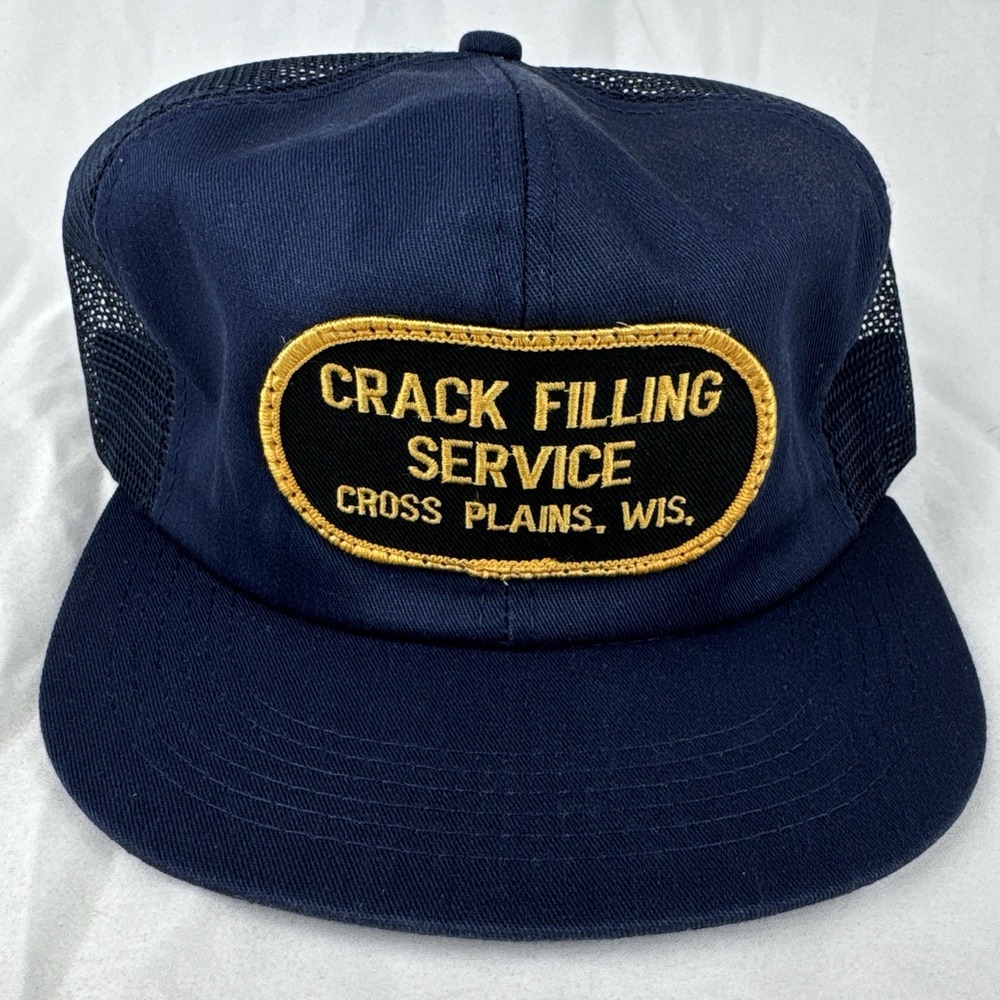 Vintage Crack Filling Service Trucker Hat Cross Plains WI USA Snapback